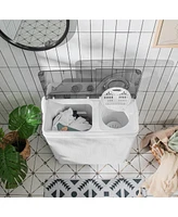 26lbs Portable Semi-automatic Twin Tub Washing Machine with Drain Pump