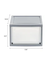 Iris 14 Quart Stackable Clear Plastic Storage Drawer, Gray, Set of 4