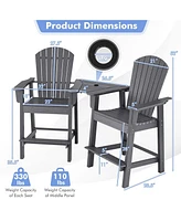 Vebreda 2 Pieces Hdpe Tall Adirondack Chair with Middle Connecting Tray