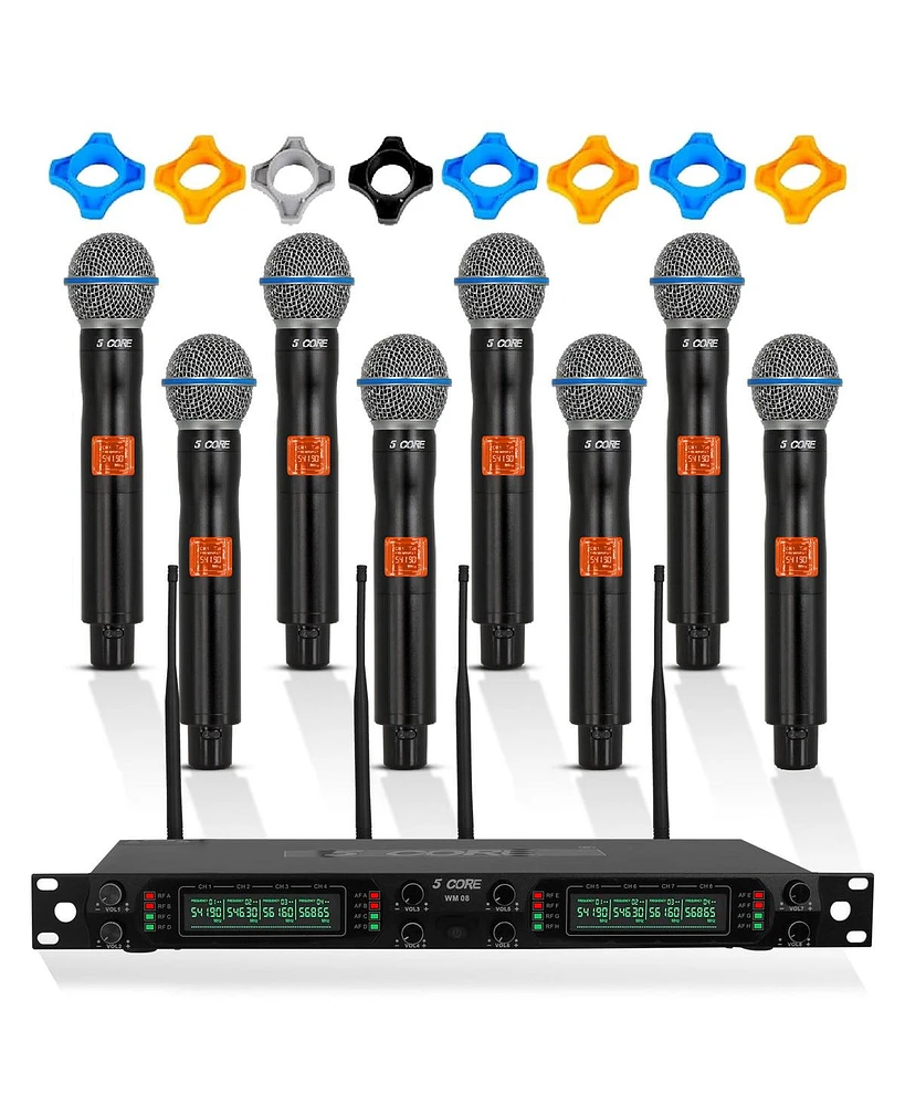 5 Core Wireless Microphones 8 Channel Dynamic Karaoke Professional Uhf Singing Mic System Handheld Cordless Microfonos Inalambricos for Singer Dj Chur