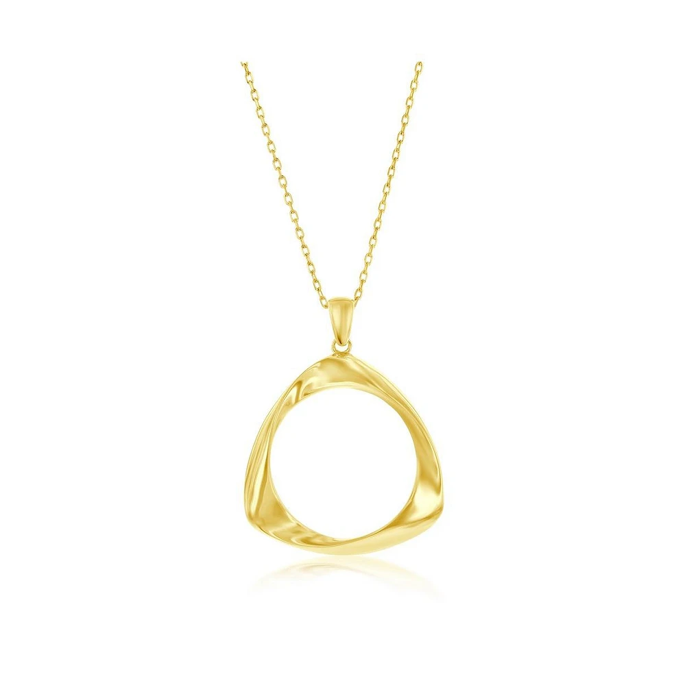 Simona Gold Plated Over Sterling Silver High Polished Twist Triangle Pendant Necklace