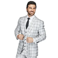 Gino Vitale Men's 3 Piece Slim Fit Tailored Check Suit