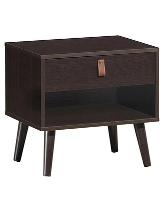 Sugift Nightstand Bedroom Table with Drawer Storage Shelf