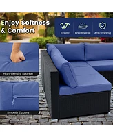Costway 10 Pcs Patio Rattan Furniture Set Outdoor Wicker Sofa Table Cushioned Seat