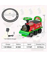 Costway 6V Electric Kids Ride On Train Motorized Toy w/ Track & 6 Wheels