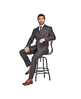 Gino Vitale Men's 2-Piece Double Breasted Checked Plaid Slim Fit Suit