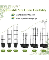 Slickblue 2 Pack Garden Planters with Trellis Cucumber Trellis Tomato Cage-Black