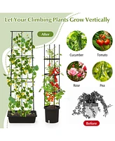 Slickblue 2 Pack Garden Planters with Trellis Cucumber Trellis Tomato Cage-Black