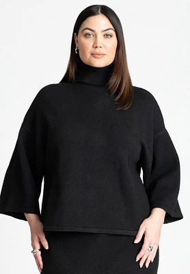 Eloquii Plus Boxy Three Quarter Sleeve Turtleneck