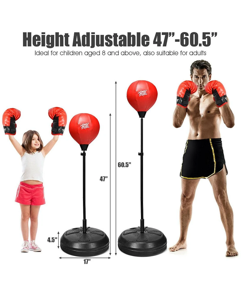 Slickblue Adjustable Height Punching Bag with Stand Plus Boxing Gloves for Both Adults and Kids