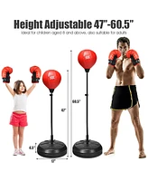 Slickblue Adjustable Height Punching Bag with Stand Plus Boxing Gloves for Both Adults and Kids