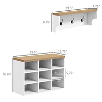 Modern White Coat Rack & Shoe Bench Set