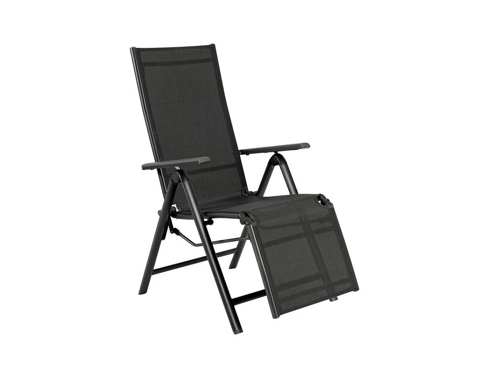 Slickblue Outdoor Folding Lounge Chair with 7 Adjustable Backrest and Footrest Positions