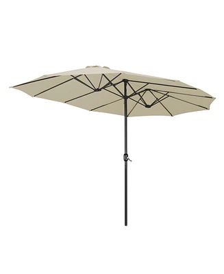 15FT Double-sided Patio Umbrella Sun Shade Fade Resistant Crank Outdoor Garden Market Red