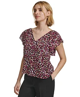 Calvin Klein Women's Printed Short-Sleeve Blouse