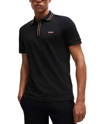 Boss by Hugo Men's Logo Striped Stretch-Cotton Polo Shirt