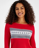 Nautica Jeans Women's Anchor Boat Neck Long-Sleeve Sweater