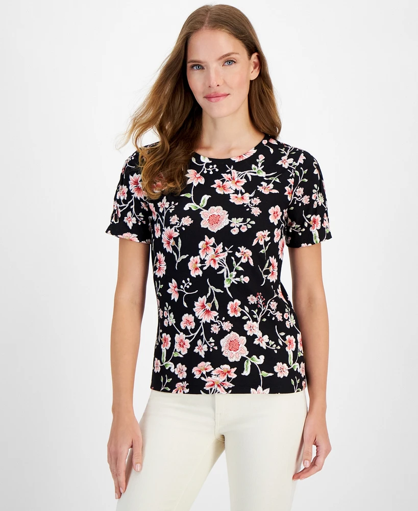 Nautica Jeans Women's Floral Print Cotton T-Shirt