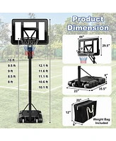 Slickblue Portable Basketball Hoop with 4.6 to 10 Feet 10-Level Height Adjustable