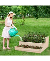 Slickblue 3-Tier Wooden Raised Garden Bed for Backyard Patio Gardening