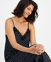 I.n.c. International Concepts Women's Lace-Trim Dotted Tank Top & Pajama Pants Set, Created for Macy's