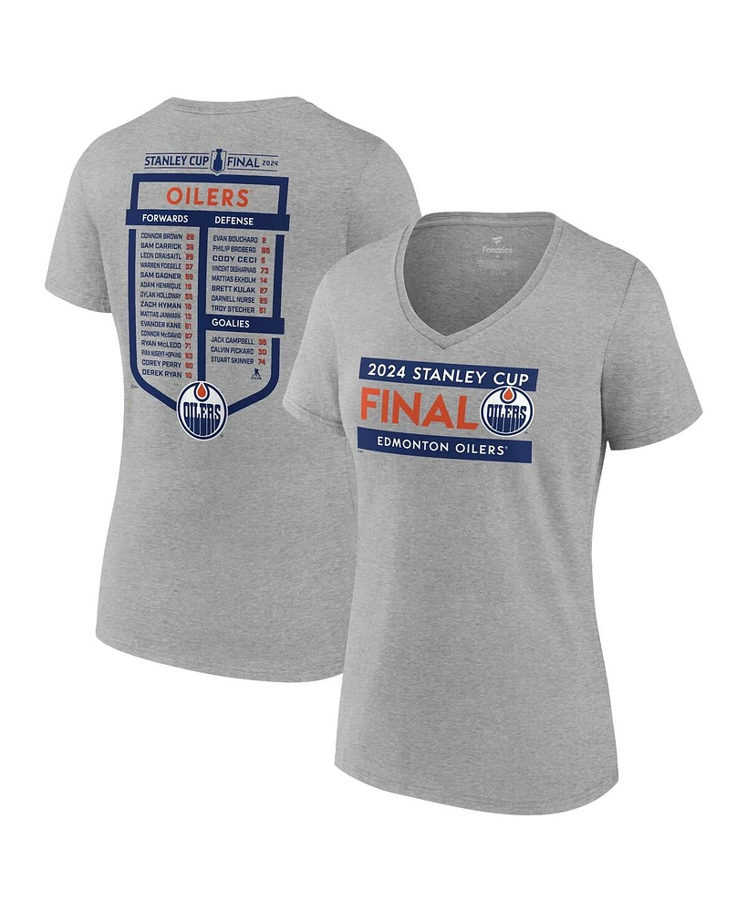 Fanatics Women's Steel Edmonton Oilers 2024 Stanley Cup Final Roster V-Neck T-Shirt