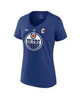 Fanatics Women's Connor McDavid Royal Edmonton Oilers 2024 Stanley Cup Final Authentic Stack Name Number V-Neck T-Shirt