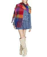 Steve Madden Women's Brushed Plaid Blanket Wrap Scarf