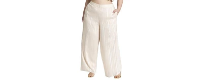 Eloquii Women's Metallic Stripe Wide Leg Pant