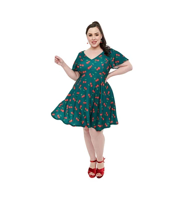 Unique Vintage Plus 1950s Poppy Flare Dress