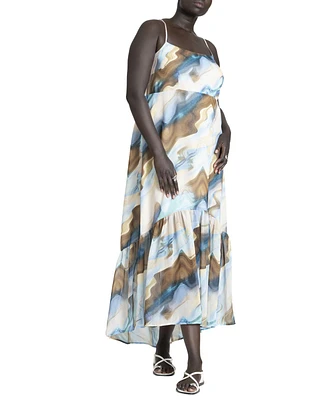 Eloquii Plus Printed Chiffon Flare Maxi Dress