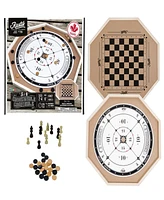 Family Games America Rustik 2-In-1 Deluxe Crokinole Checkers Strategy Games