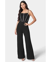 Bebe Women's Embellished Corset Jumpsuit