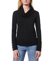 Melissa Paige Women's Chevron-Trimmed Cowl-Neck Sweater