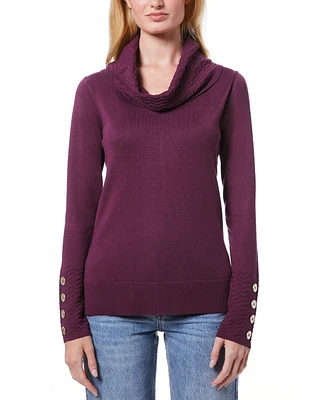 Melissa Paige Women's Chevron-Trimmed Cowl-Neck Sweater