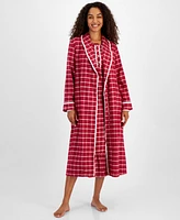 Charter Club Women's Long-Sleeve Plaid Flannel Gown, Created for Macy's