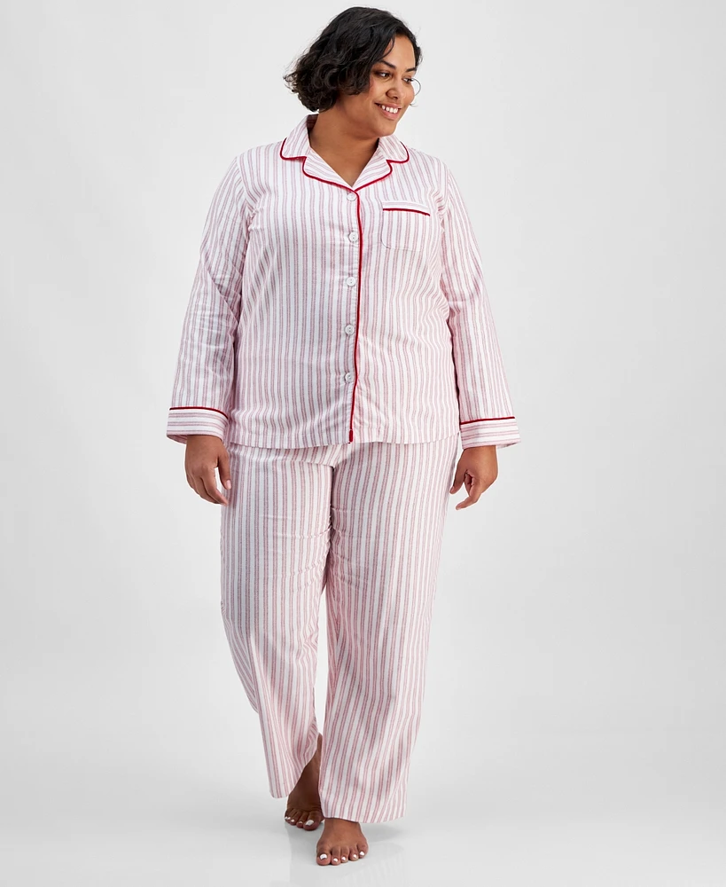 Charter Club Plus 2-Pc. Cotton Flannel Pajamas Set, Created for Macy's