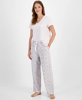 Charter Club Women's Printed Drawstring Pajama Pants, Created for Macy's