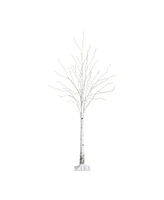 Nearly Natural 3ft. Pre-Lit Artificial White Birch Tree with Warm White Led Lights