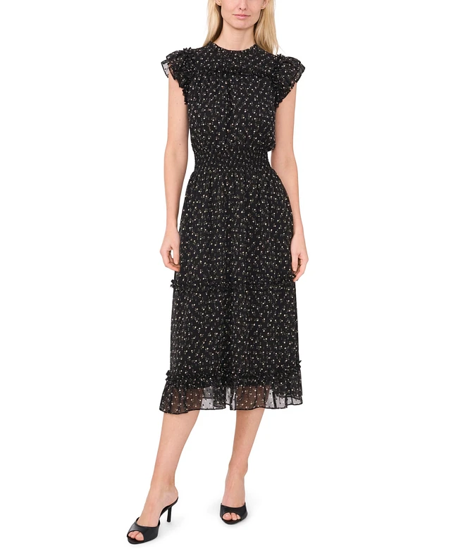 cece flutter sleeve midi dress CeCe Floral Flutter Sleeve Midi Dress