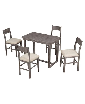 Simplie Fun 5-Piece Farmhouse Dining Set for Small Spaces