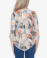 Alfred Dunner Classic Stained-Glass SharkBite Top