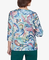 Alfred Dunner Classic Scroll Multicolored Patterned Top