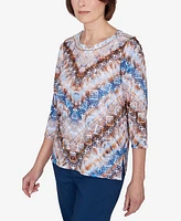 Alfred Dunner Classic Python Chevron Crew Neck Top