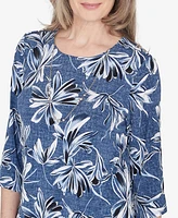 Alfred Dunner Classic Elegant Flower Top with Necklace