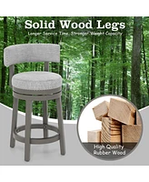 Swivel Bar Stool with Upholstered Back Seat and Footrest