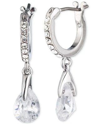 Givenchy Pear-Shape Crystal Charm Pave Hoop Earrings