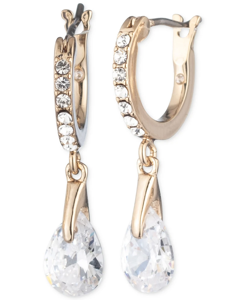 Givenchy Pear-Shape Crystal Charm Pave Hoop Earrings