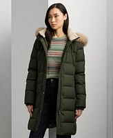 Lauren Ralph Petite Faux-Fur-Trim Hooded Puffer Coat