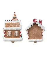 Glitzhome Resin Gingerbread House Stocking Holders, Set of 2